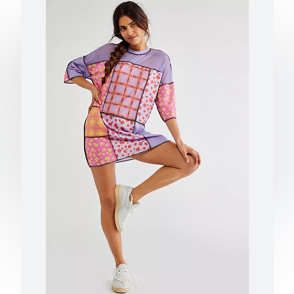 Free People The Ragged Priest Bug Dress Mini Patchwork OVERSIZED  Size Small
